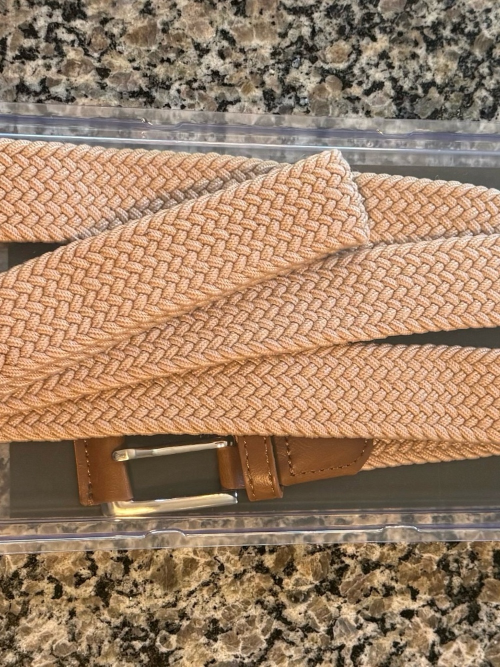 Bulliant Men's Woven Braided Stretch Belt 1 3/8 - Beige - 46-50" Waist